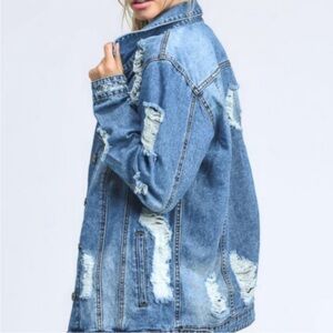 Mono B Distressed Blue Jean Jacket. Good Condition